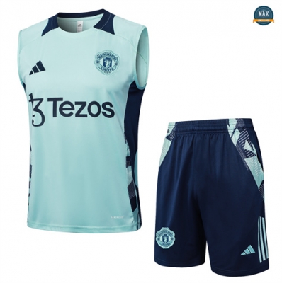 Mode‎ Maillots Training Manchester United Ensemble Short Débardeur Homme 2024/25 vert clair