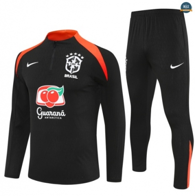 Maxmaillots Survetement Brésil 2025/26 Noir/Orange Pas Cher