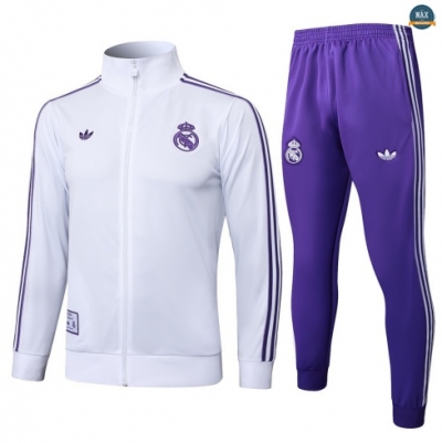 Maxmaillots Veste Survetement Enfant Real Madrid 2025/26 Blanc/Violet Pas Cher