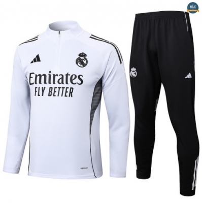 Maxmaillots Survetement Real Madrid 2025/26 Blanc/Noir personnalisé