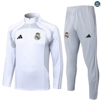 Maxmaillots Survetement Real Madrid 2025/26 Blanc/Gris clair Online