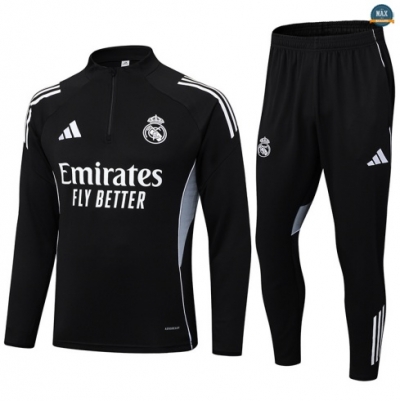 Maxmaillots Survetement Real Madrid 2025/26 Noir/Blanc/Gris Pas chèr