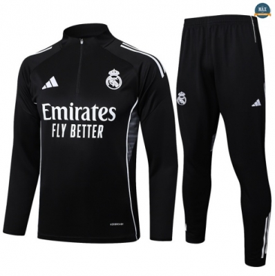 Maxmaillots Survetement Real Madrid 2025/26 Noir/Blanc Pas Cher