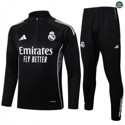 Maxmaillots Survetement Real Madrid 2025/26 Noir/Blanc Pas Cher
