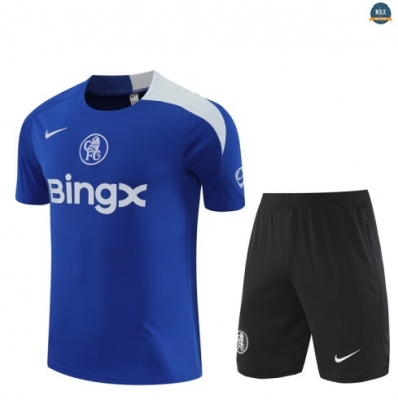 Maxmaillots Training Chelsea Enfant + Short 2025/26 Bleu/Noir/Blanc Pas Cher