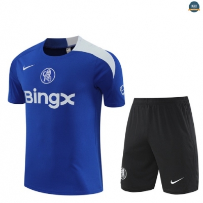 Maxmaillots Training Chelsea Enfant + Short 2025/26 Bleu/Noir/Blanc Pas Cher