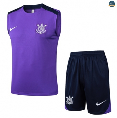 Maxmaillots Training Corinthiens Ensemble Short Débardeur 2025/26 Violet/Bleu Marine Pas Cher