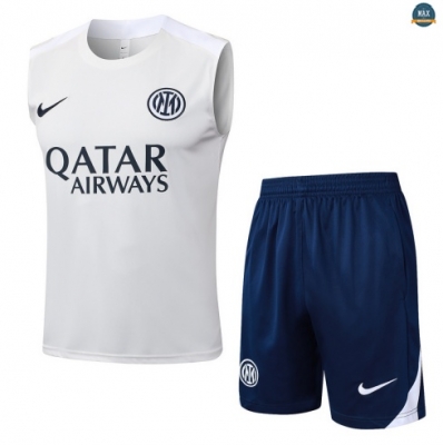 Maxmaillots Training Inter Milan Ensemble Short Débardeur 2025/26 Blanc/Bleu Marine personnalisé