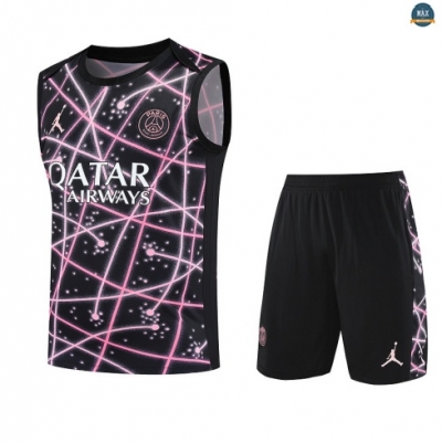 Maxmaillots Training PSG Ensemble Short Débardeur 2025/26 Rose/Noir Pas Chere