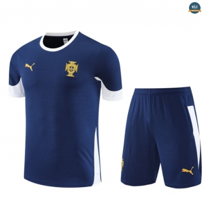 Maxmaillots Training Portugal Enfant + Short 2025/26 Bleu/Blanc Pas Chere