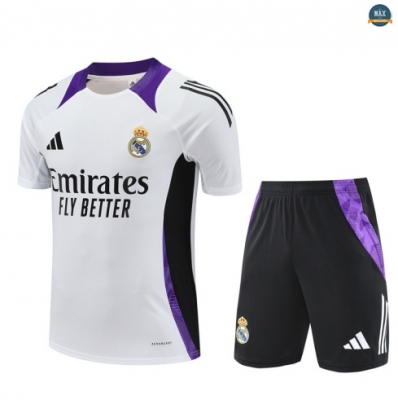 Maxmaillots Training Real Madrid + Short 2025/26 Blanc/violet Pas chèr
