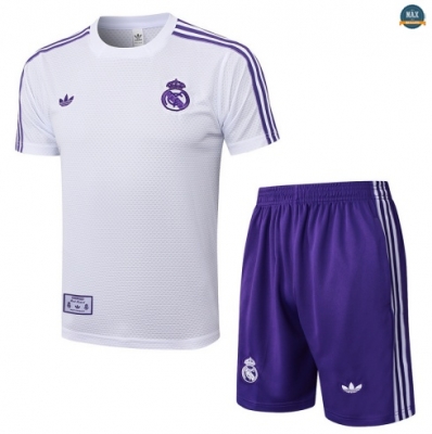 Maxmaillots Training Real Madrid + Short 2025/26 Blanc/violet Pas Chere