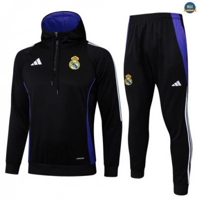 Maxmaillots Sweatshirt à capuche Real Madrid 2025/26 Noir/Violet Pas Chere