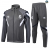 Maxmaillots Veste Survetement Real Madrid 2025/26 Gris foncé/Blanc Pas Chere