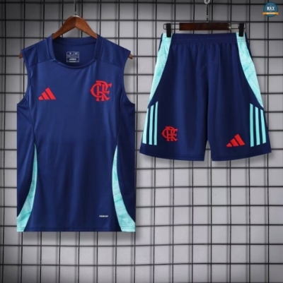 Maxmaillots Training Flamengo Enfant Ensemble Short Débardeur 2025/26 Bleu Marine/Vert Pas Cher