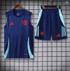 Maxmaillots Training Flamengo Enfant Ensemble Short Débardeur 2025/26 Bleu Marine/Vert Pas Cher