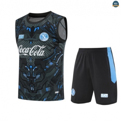 Maxmaillots Training Naples Ensemble Short Débardeur 2025/26 Gris foncé/Bleu Online