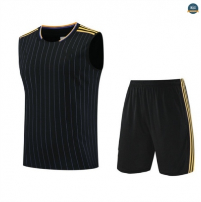 Nouveau Max Maillots Training Foot Manchester United Ensemble Short Débardeur 2025/26 Noir/Jaune